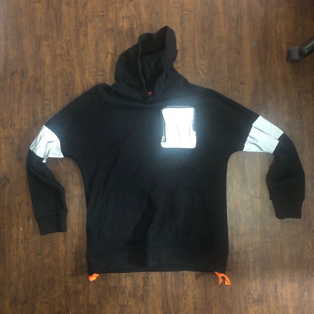Black and silver reflective Men's Hoodie